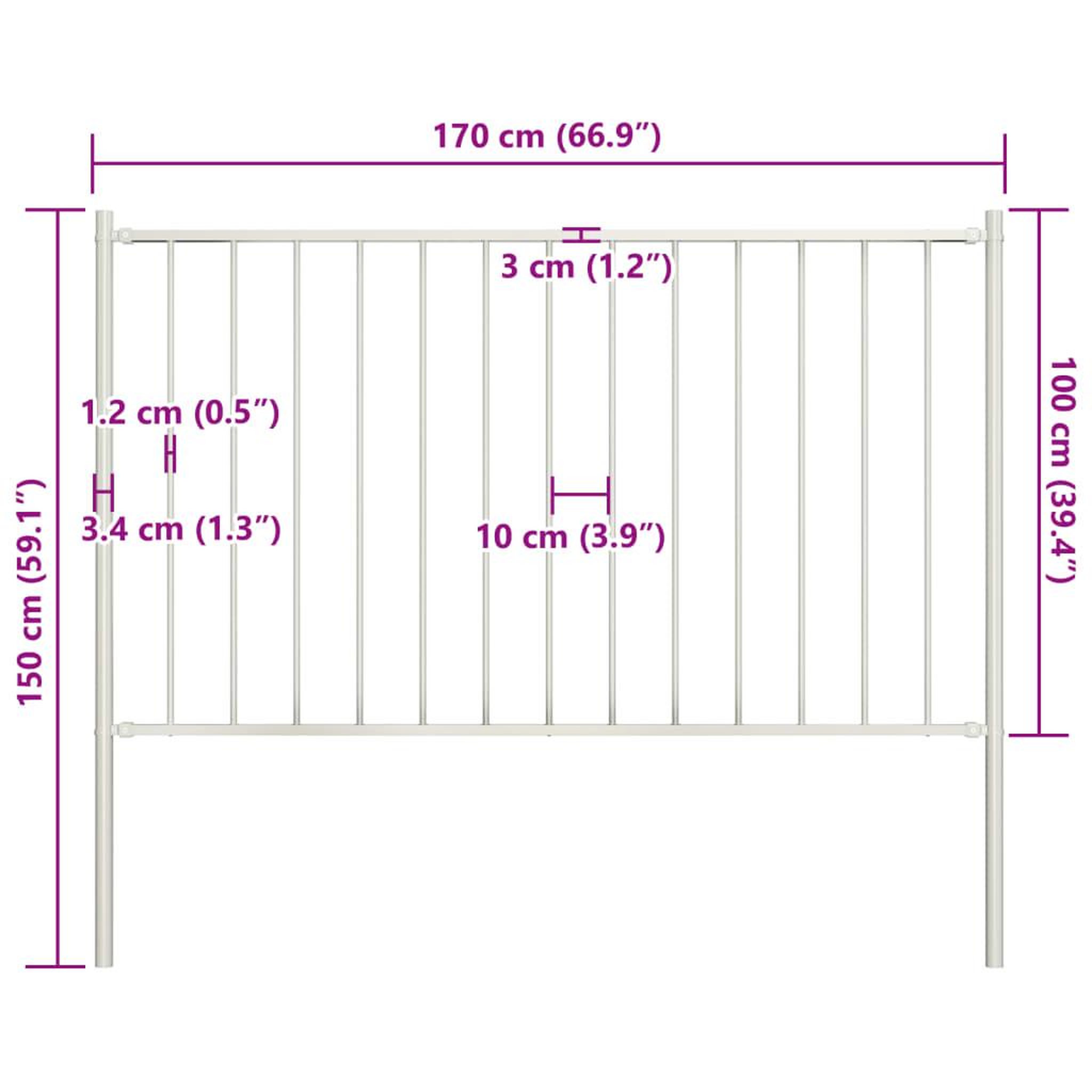 Voir la diapositive 5 : VIDAXL Panneau cloture et poteaux acier enduit de poudre 1,7x1 m blanc