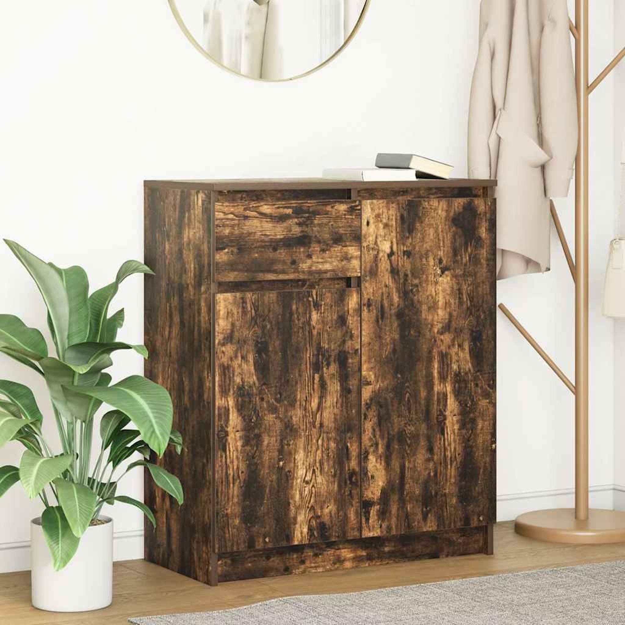 VIDAXL Buffet avec tiroir chene fume 71x35x84 cm bois d'ingenierie