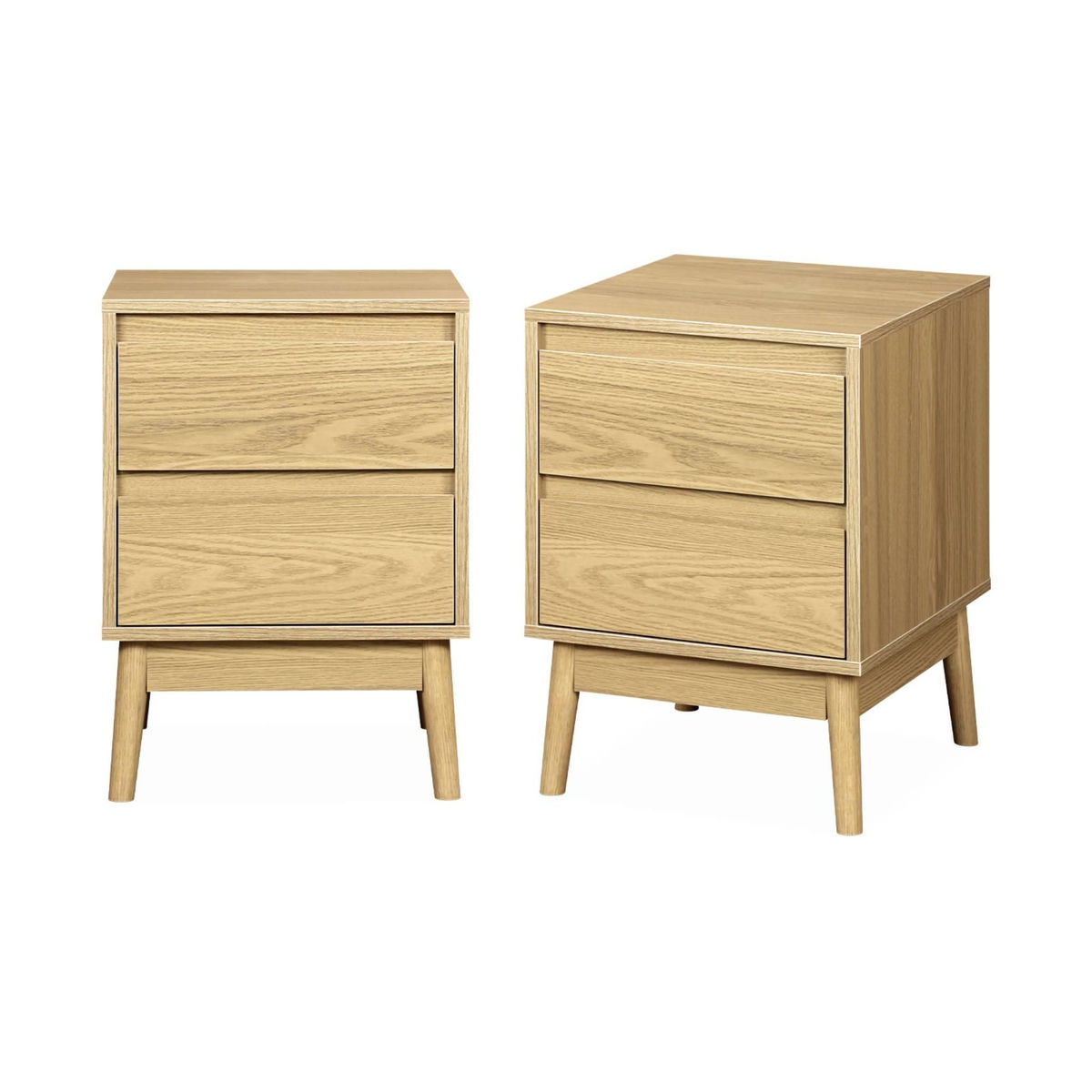 SWEEEK Lot de 2 tables de chevet décor bois. deux tiroirs