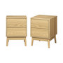 Voir la diapositive 1 : SWEEEK Lot de 2 tables de chevet décor bois. deux tiroirs