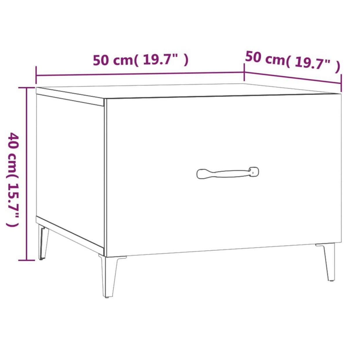 VIDAXL Table basse avec pieds en metal Chene sonoma 50x50x40 cm