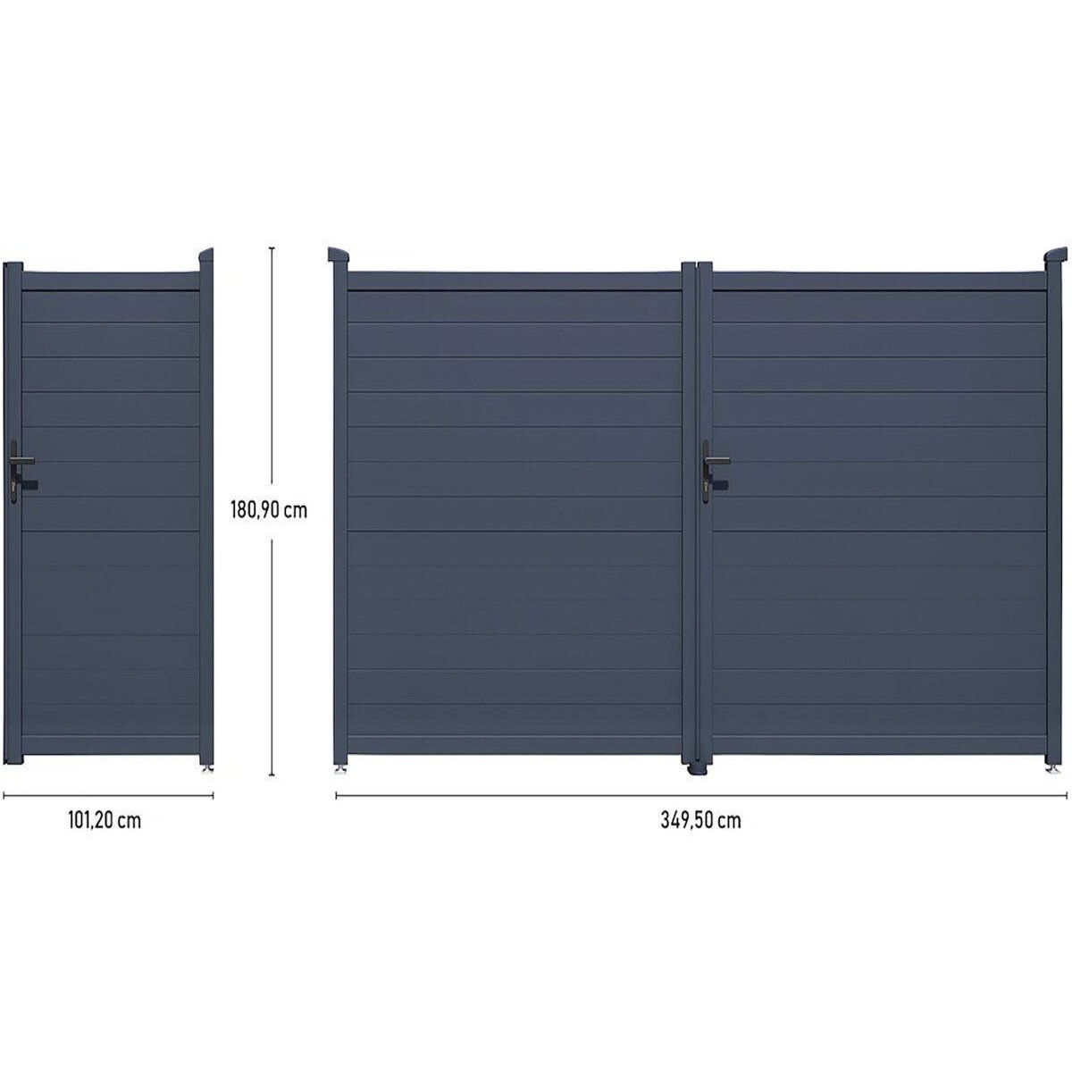 Habitat et Jardin Pack portail + portillon  Marc  - Gris