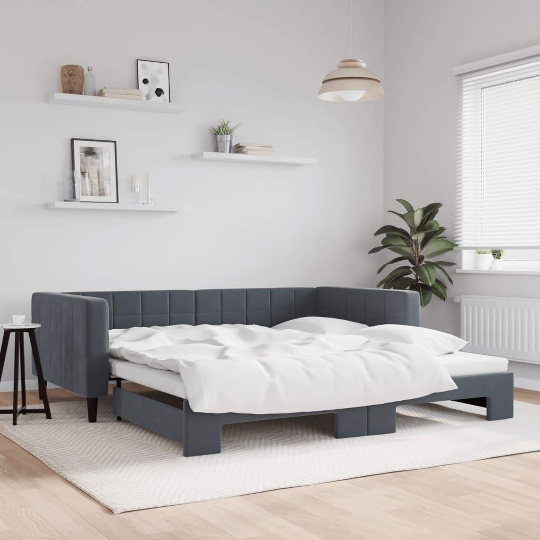 VIDAXL Lit de jour avec gigogne sans matelas gris fonce 100x200 cm