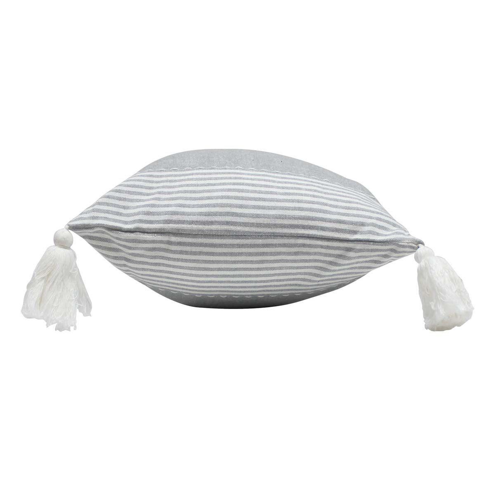 Voir la diapositive 2 : Douceur d'Intérieur Coussin déco à pompons  iliade  30x50cm gris