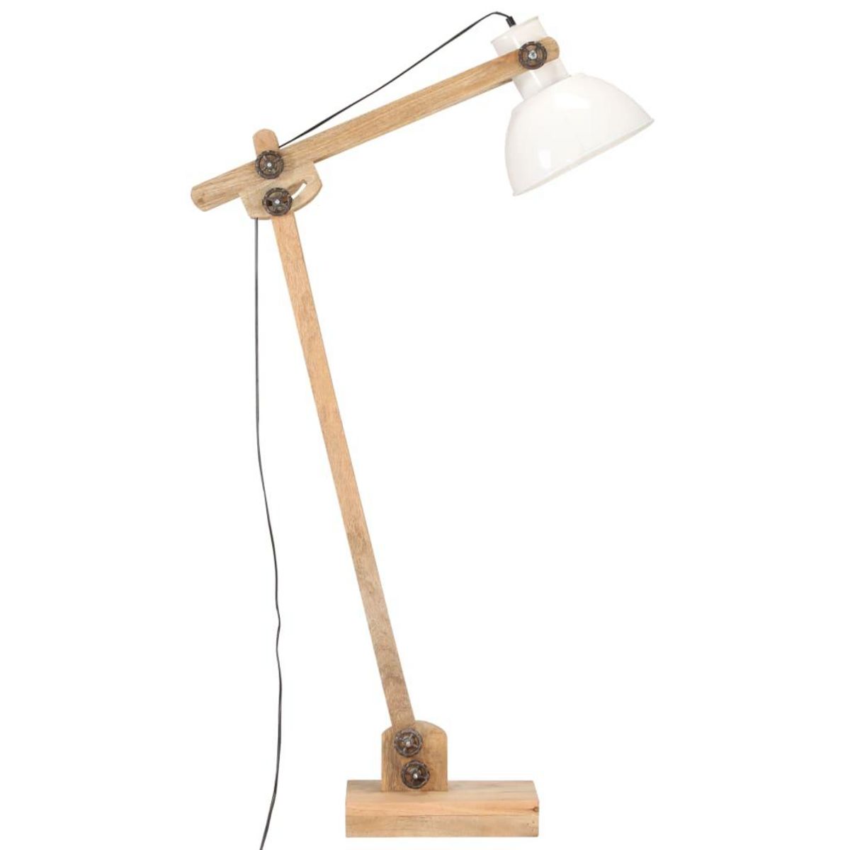 VIDAXL Lampadaire Blanc Bois de manguier massif E27