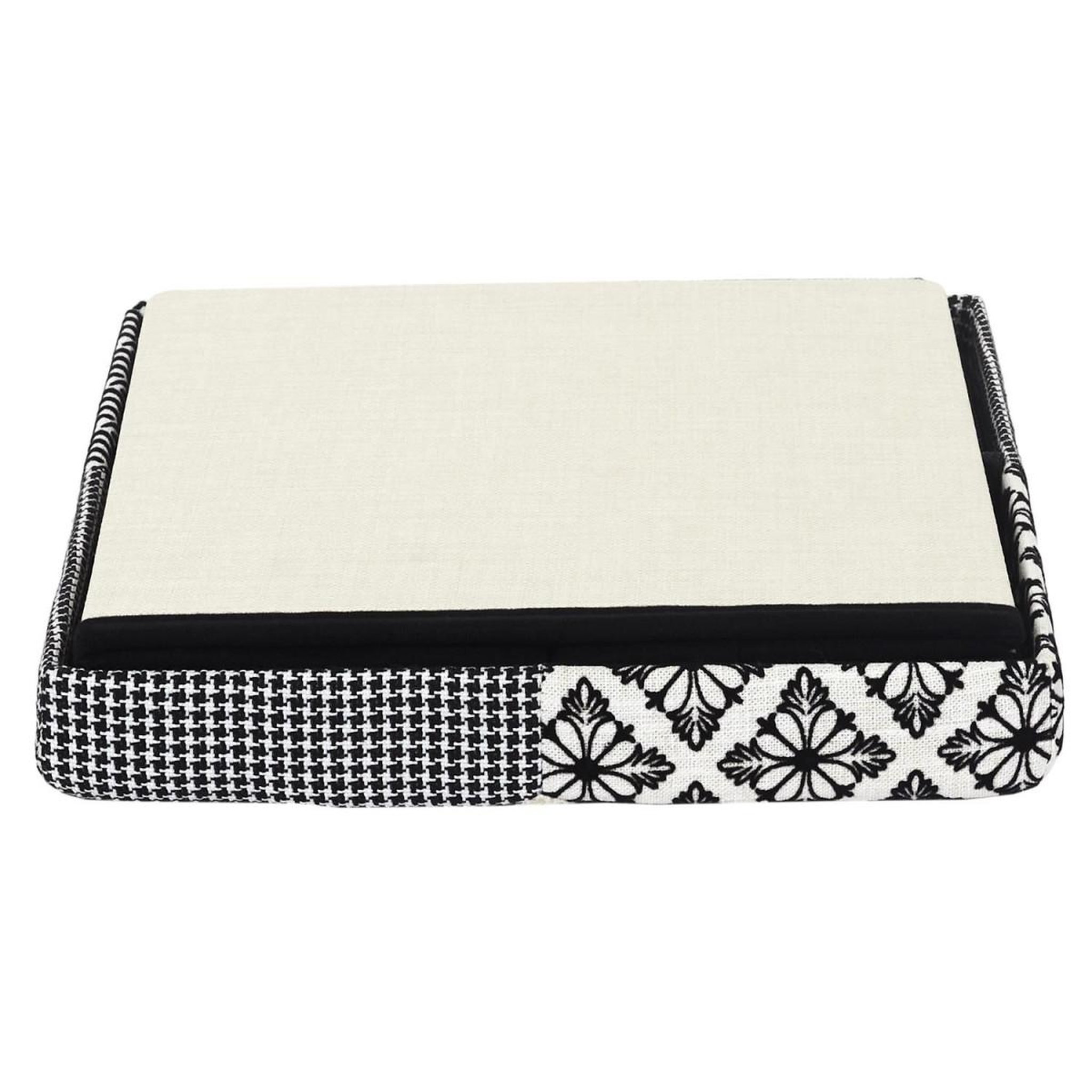 Voir la diapositive 5 : The Home Deco Factory Pouf coffre pliable  patchwork  38cm greige