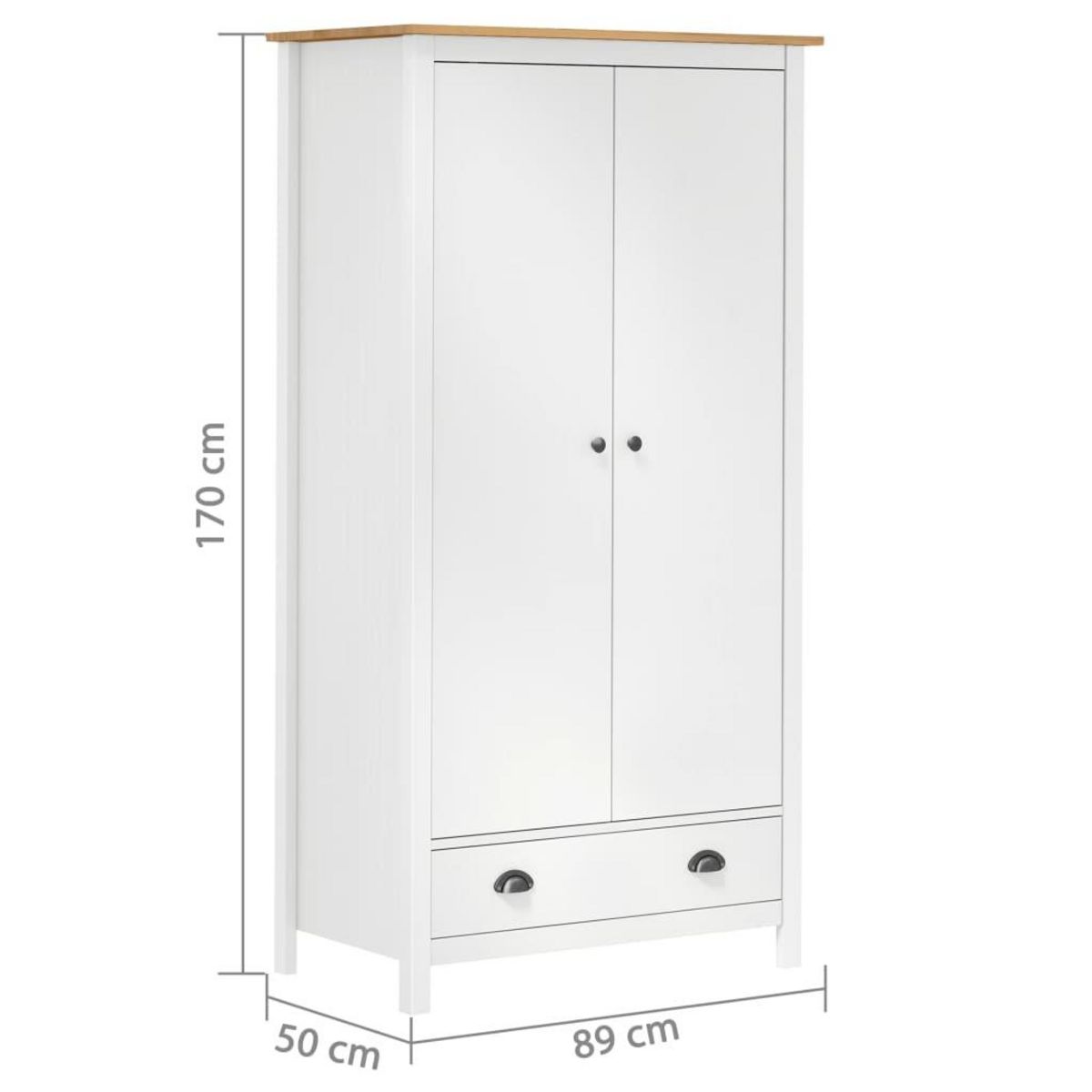 VIDAXL Garde-robe a 2 portes Hill Blanc 89x50x170cm Bois de pin solide