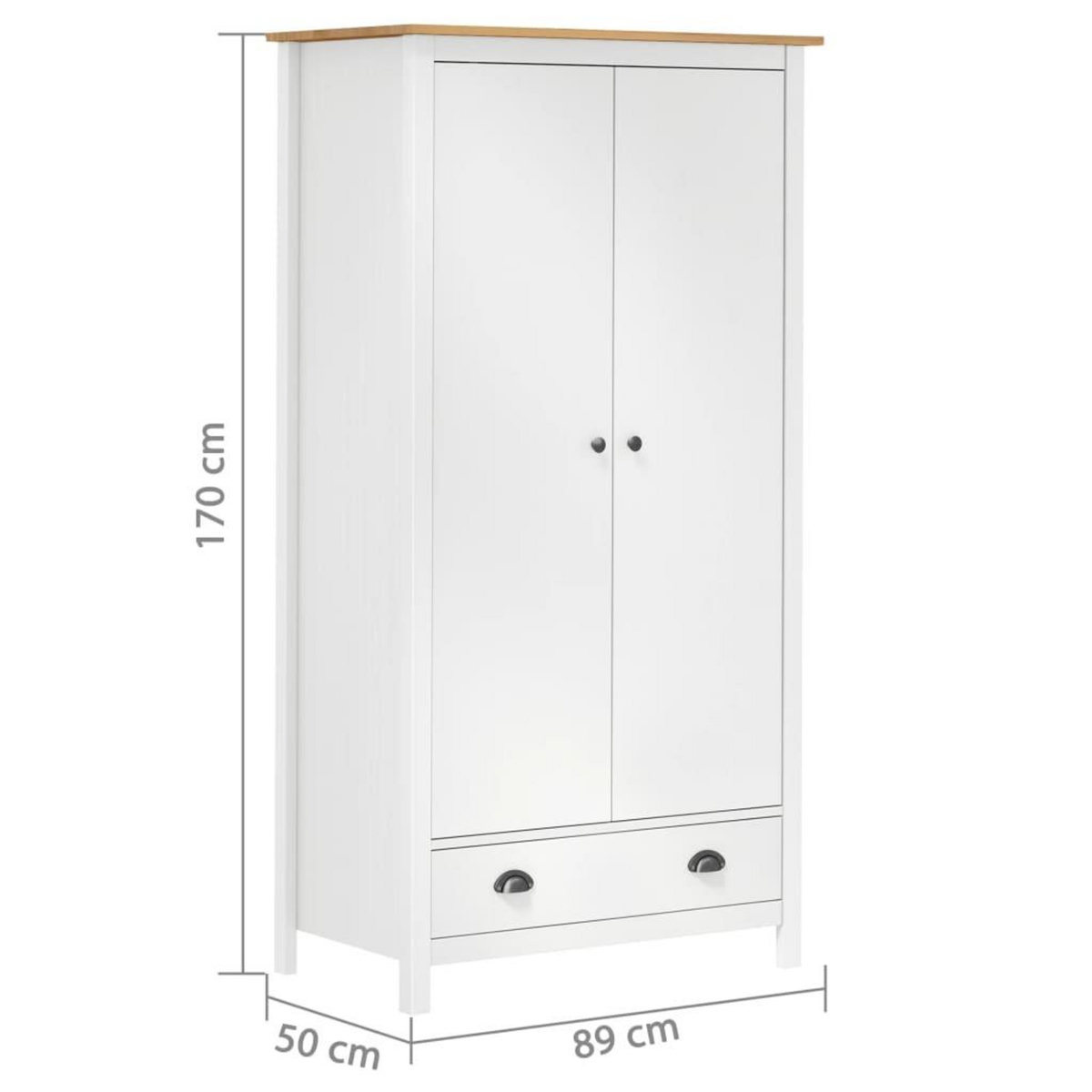 VIDAXL Garde-robe a 2 portes Hill Blanc 89x50x170cm Bois de pin solide