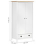 Voir la diapositive 6 : VIDAXL Garde-robe a 2 portes Hill Blanc 89x50x170cm Bois de pin solide