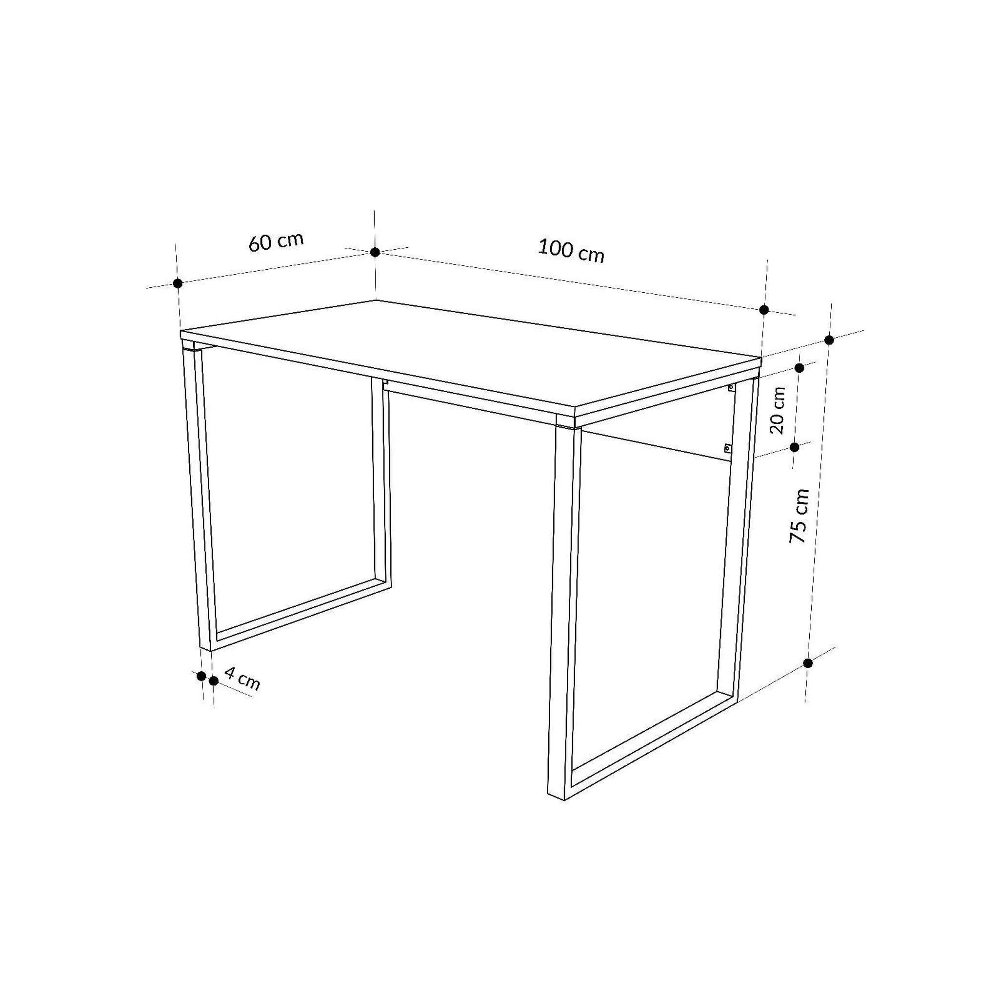 Voir la diapositive 4 : Habitat et Jardin Bureau en bois  inna  100 x 60 x 75 cm - chêne saphir
