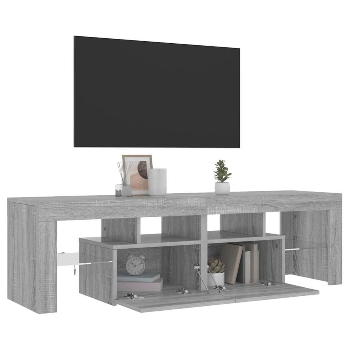 VIDAXL Meuble TV avec lumieres LED Sonoma gris 140x36,5x40 cm