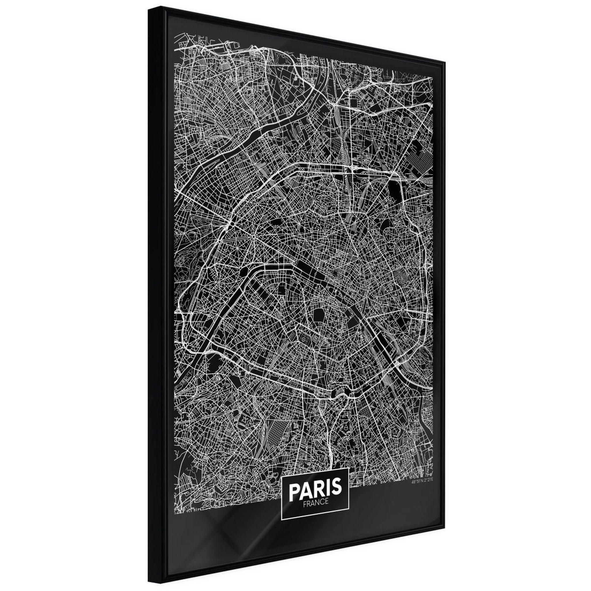 Paris Prix Affiche murale encadrée  city map paris dark
