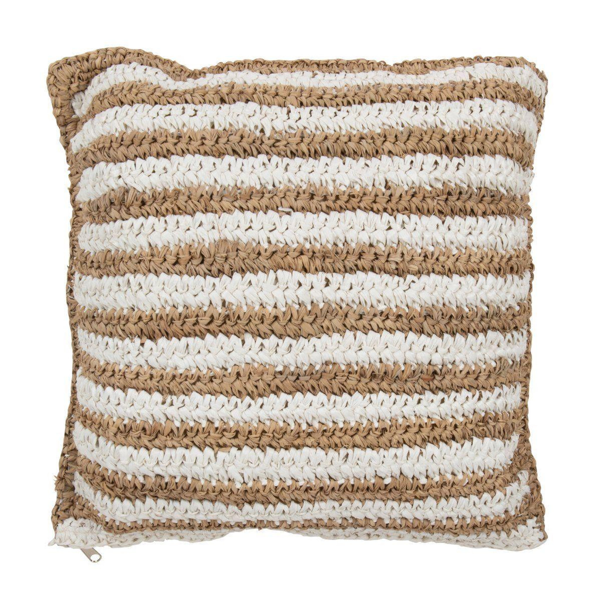 J-LINE Coussin déco rayure  bali  45x45cm naturel