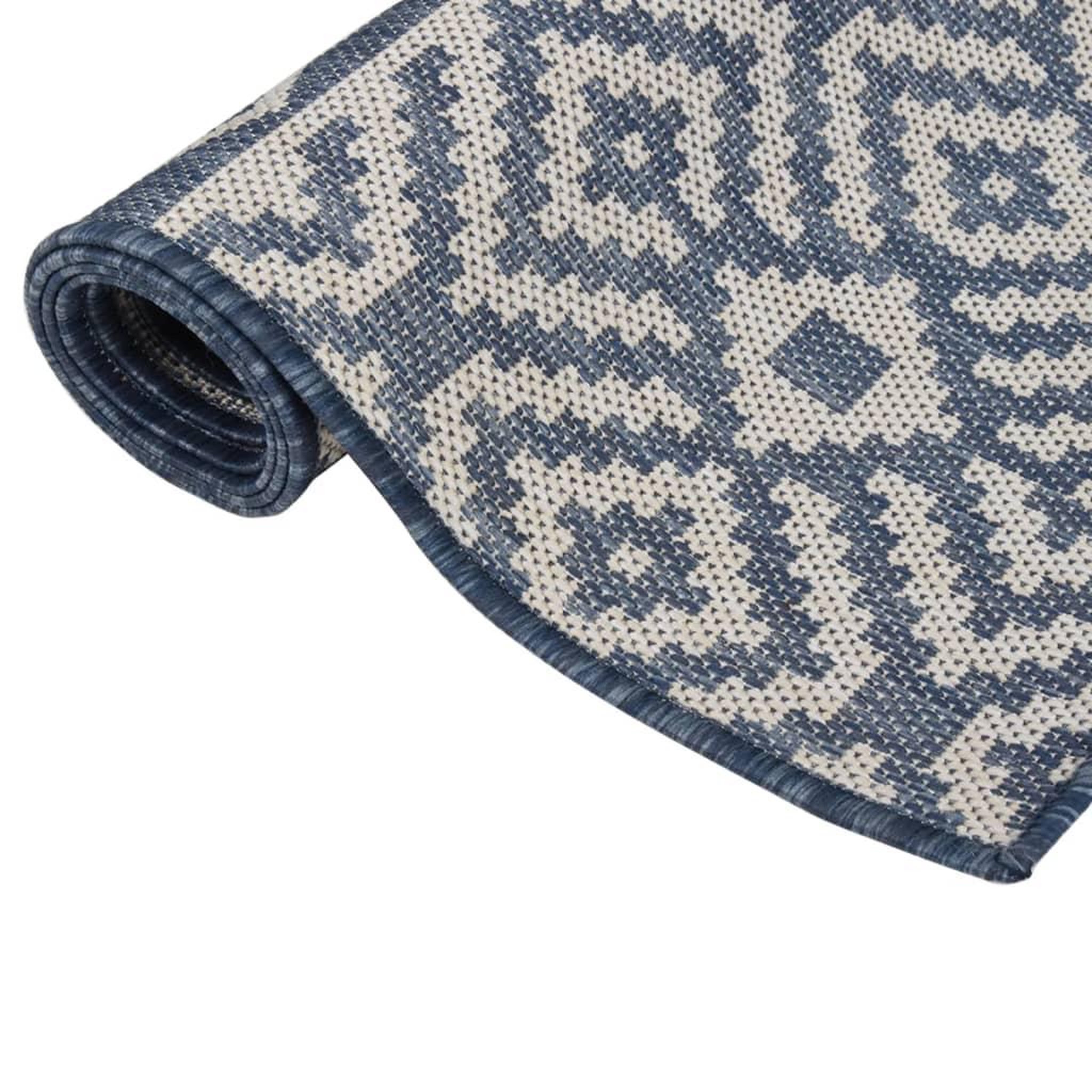 Voir la diapositive 3 : VIDAXL Tapis a tissage plat d'exterieur 160x230 cm Rayures bleues