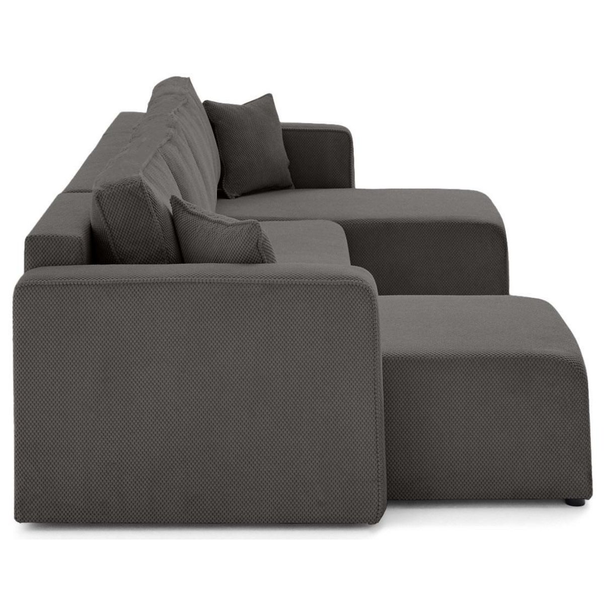 BEST MOBILIER Topaze - canapé panoramique en u 7 places convertible avec coffre en velours texturé