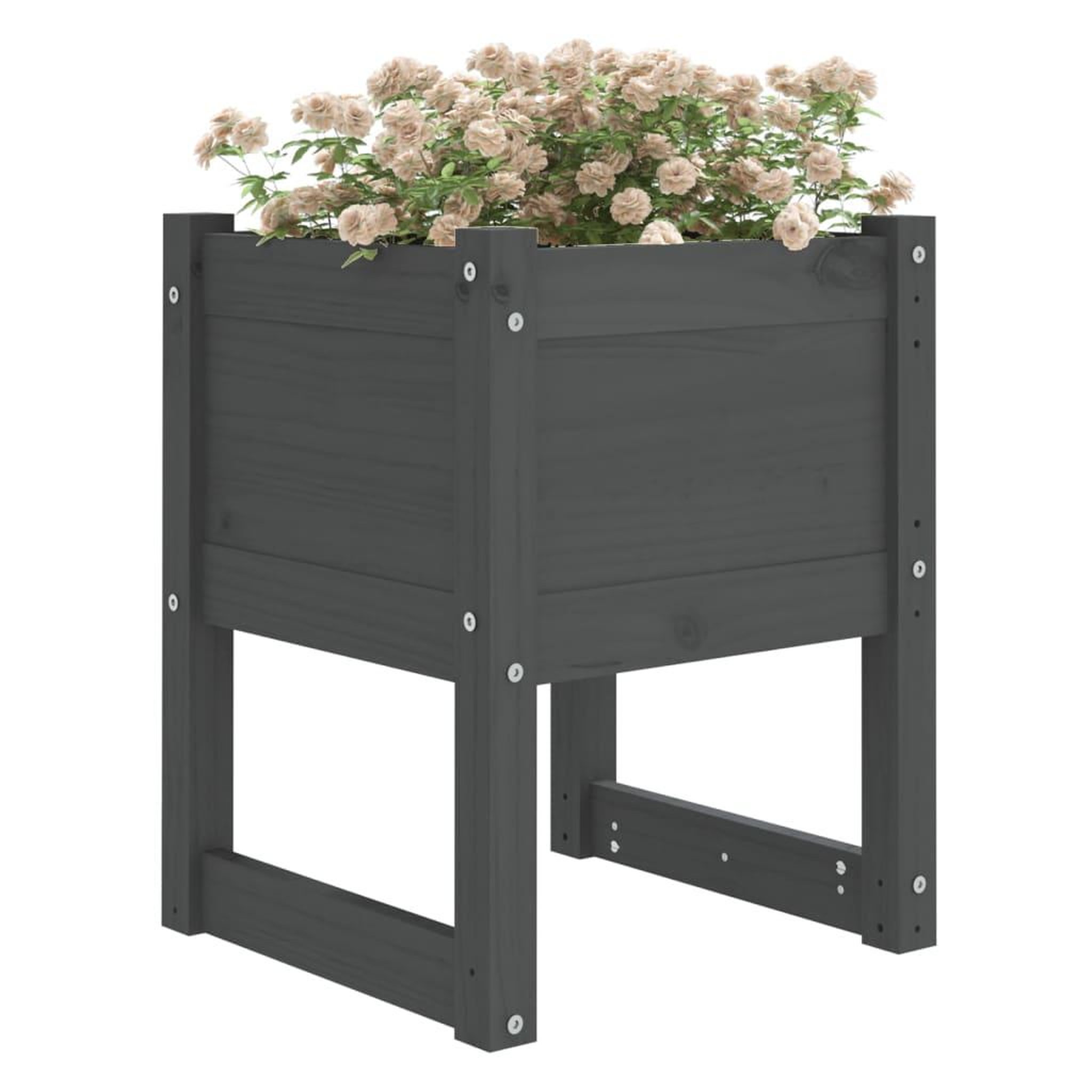 Voir la diapositive 3 : VIDAXL Jardinieres 2 pcs Gris 40x40x52,5 cm Bois massif de pin