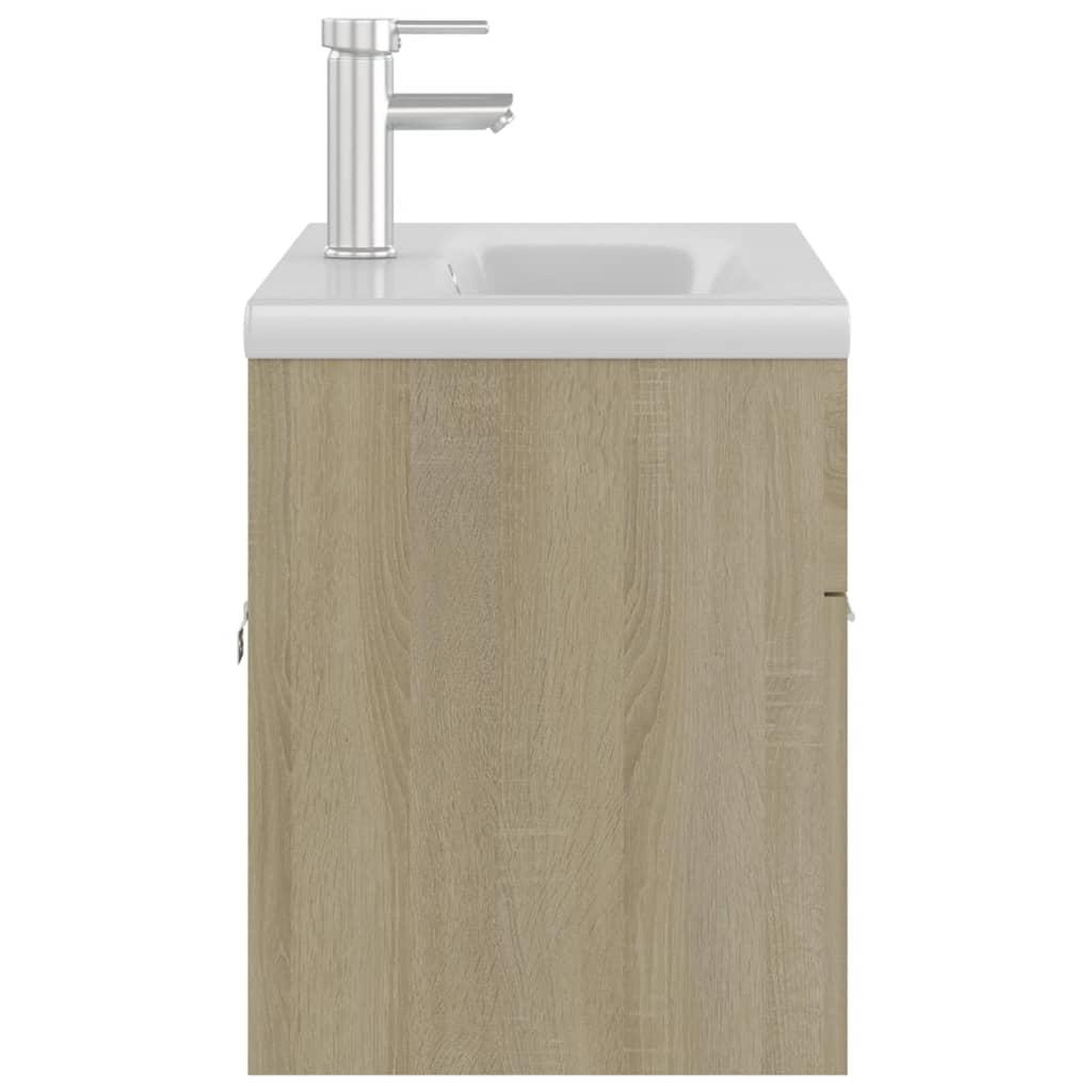 Voir la diapositive 4 : VIDAXL Armoire d'evier avec lavabo integre Chene sonoma Agglomere