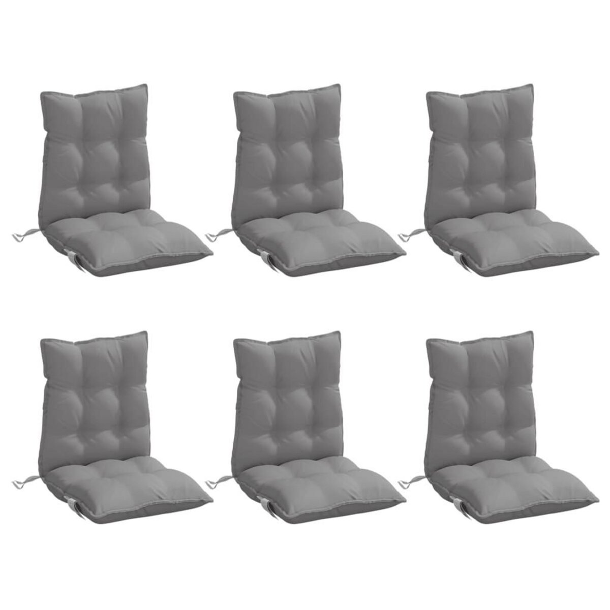 VIDAXL Coussins de chaise a dossier bas lot de 6 gris tissu oxford