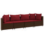 Voir la diapositive 2 : VIDAXL Salon de jardin 4 pcs avec coussins marron resine tressee