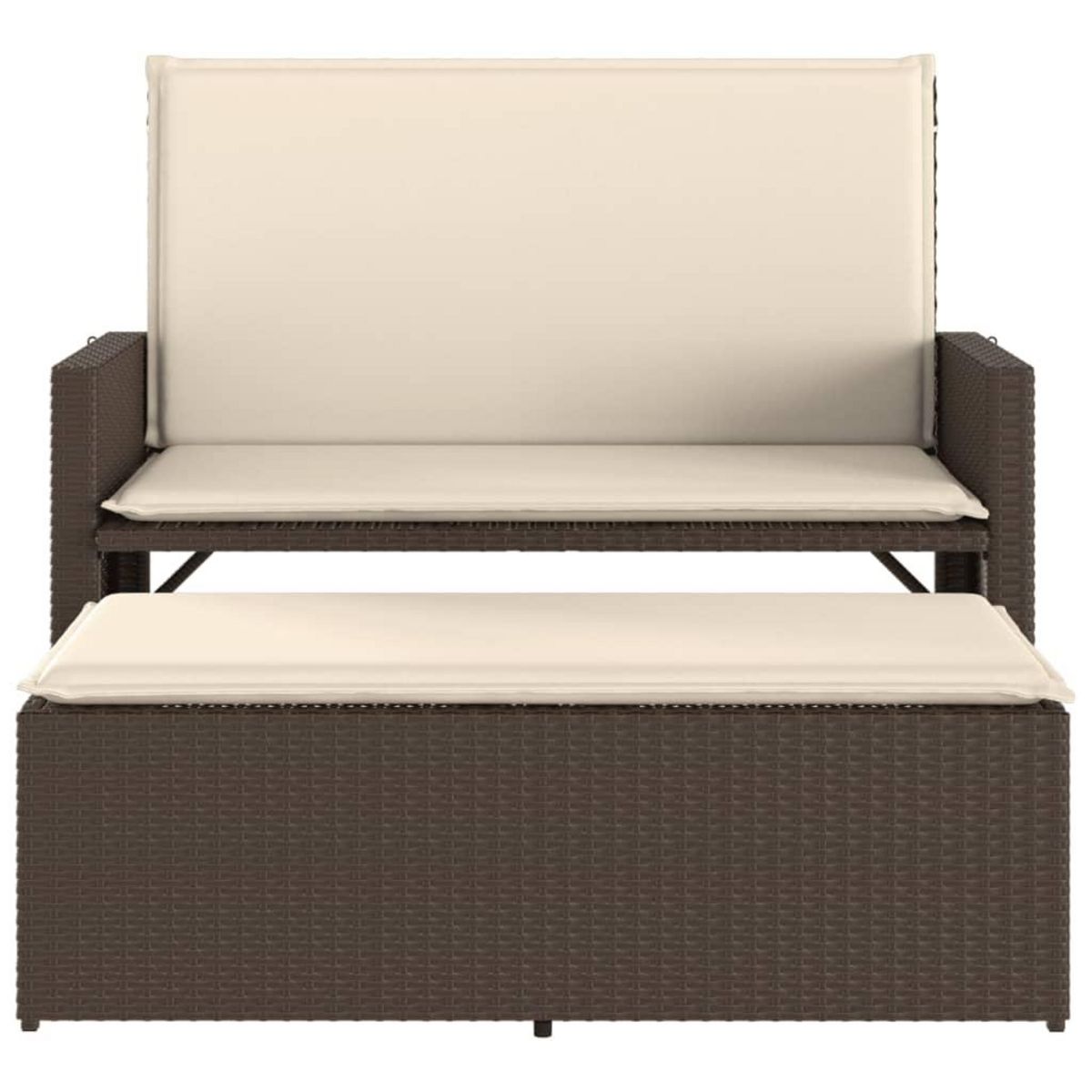 VIDAXL Banc de jardin et coussins et repose-pied marron resine tressee