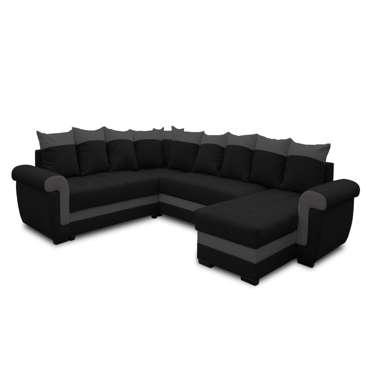 BEST MOBILIER Henry - canapé panoramique d'angle réversible - 7 places - convertible avec coffre - en tissu et pu