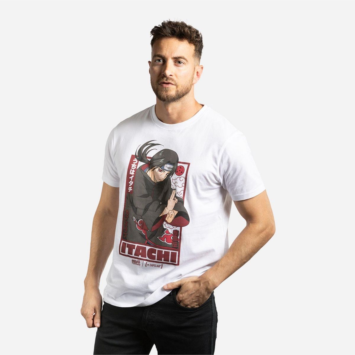 CAPSLAB T-shirt homme regular fit avec print Naruto Shippuden Itachi