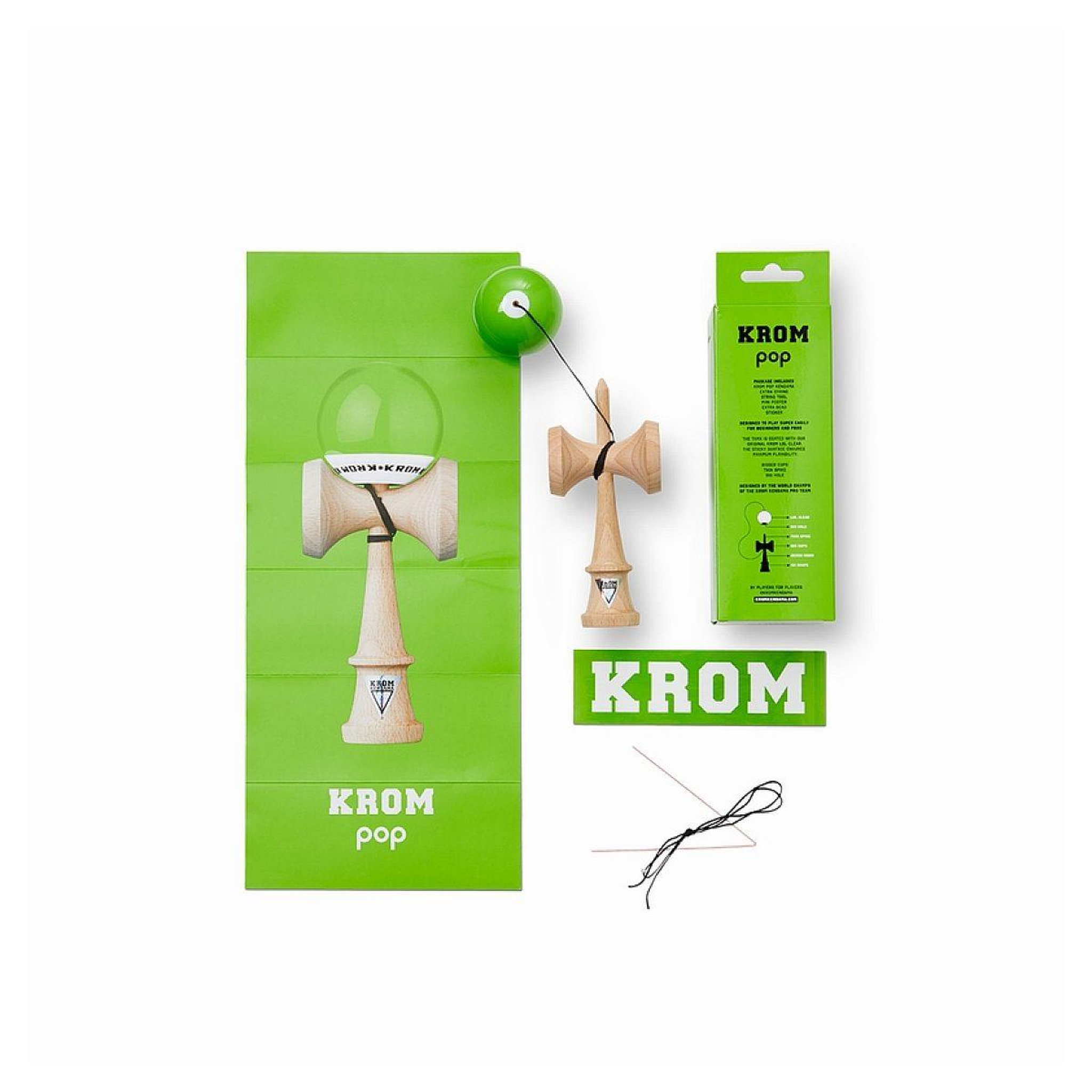 Voir la diapositive 3 : KROM KENDAMA Kendama - pop lol lime green