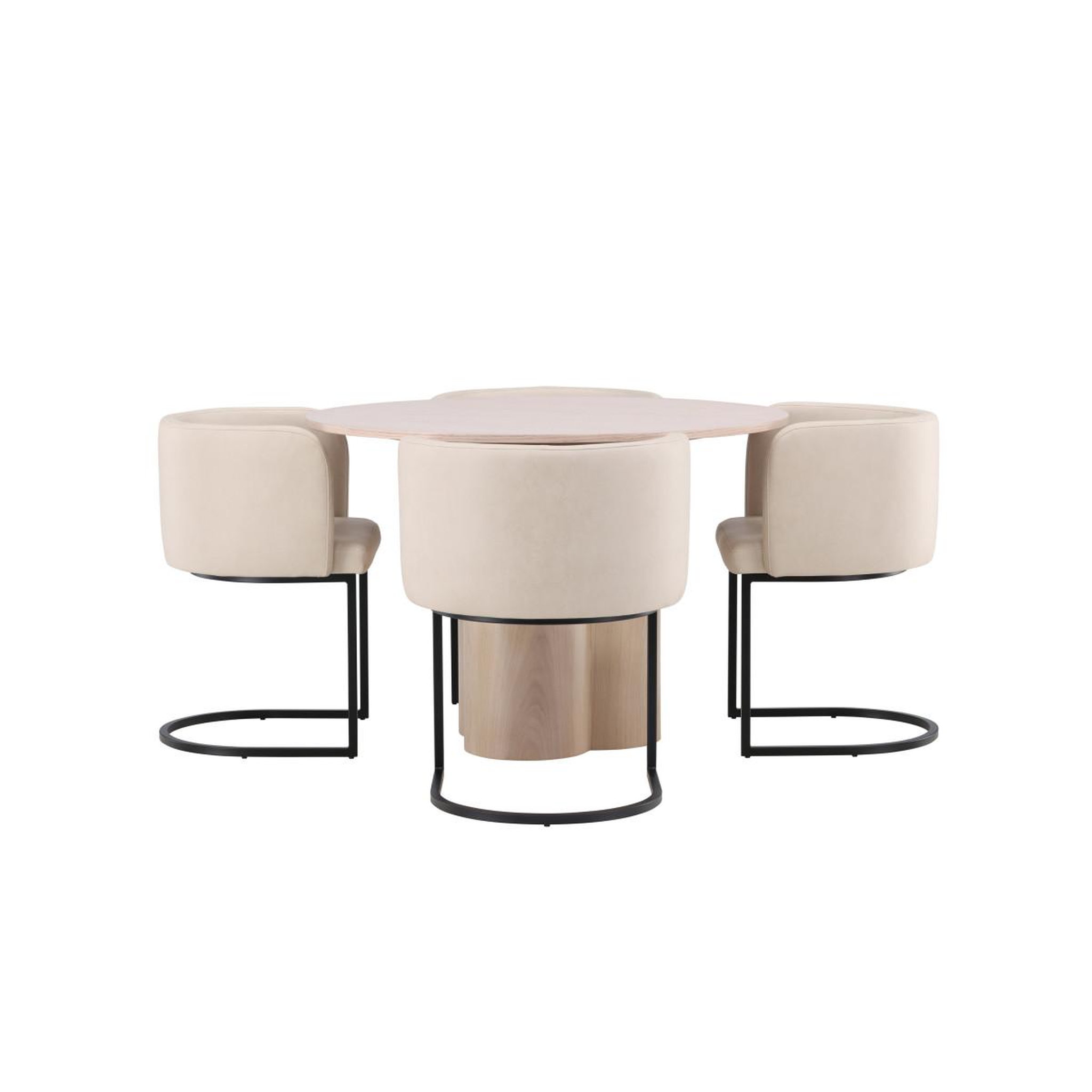 Voir la diapositive 2 : Paris Prix Ensemble table à manger & 4 chaises  olivia & simrishamn  110cm naturel & beige