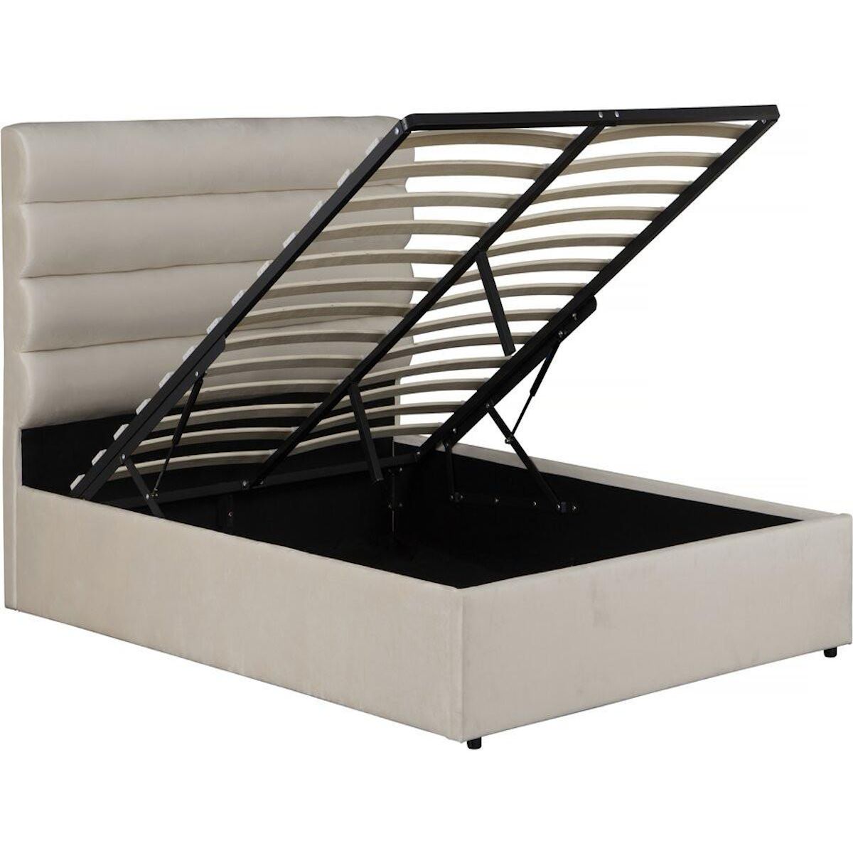 Habitat et Jardin Lit double en velours design  Livigno  - 160 x 200 cm - Beige