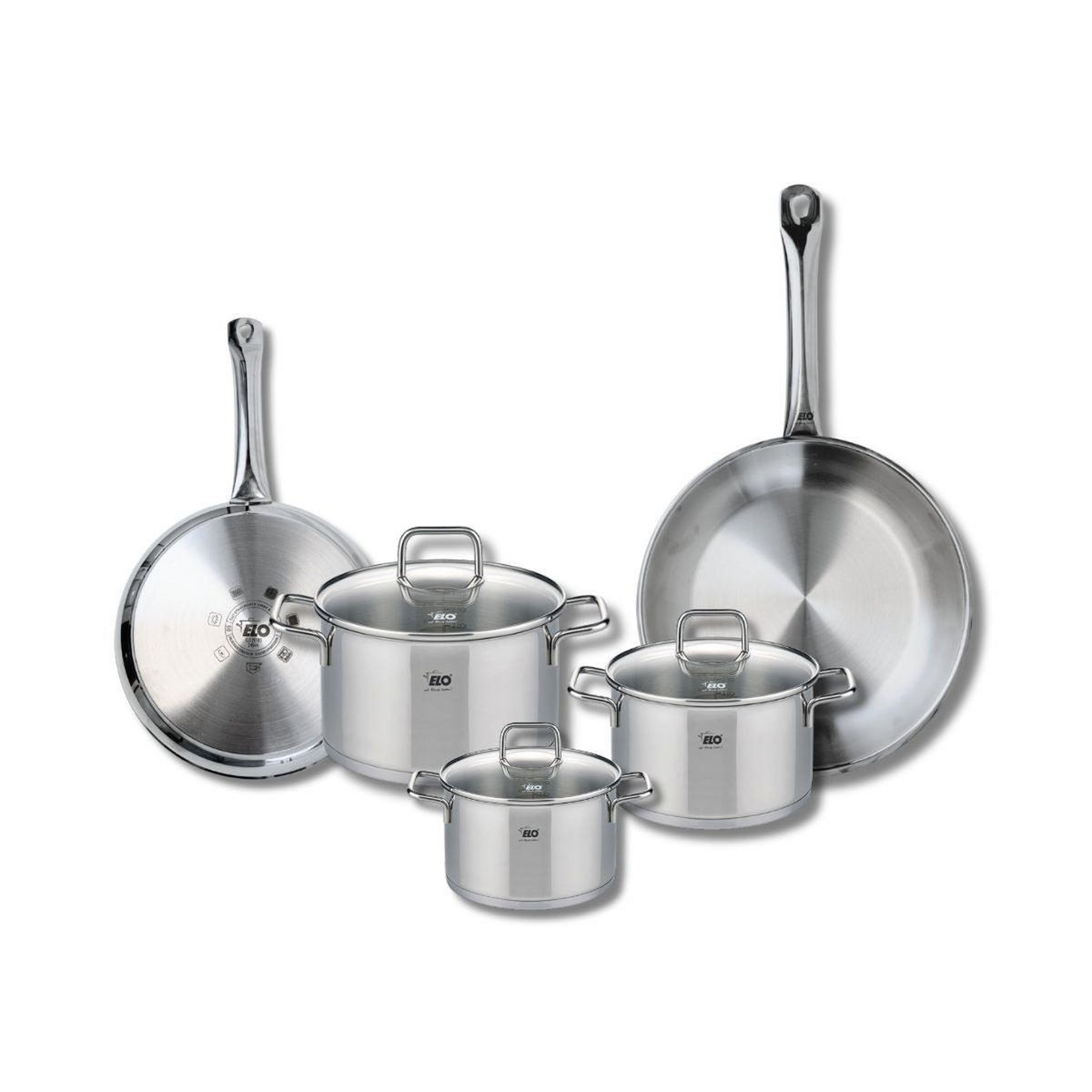 ELO Ensemble de 2 Poêles de cuisson 24 et 28 cm et 3 faitouts 14, 16 et 20 cm Elo Profi Citrin