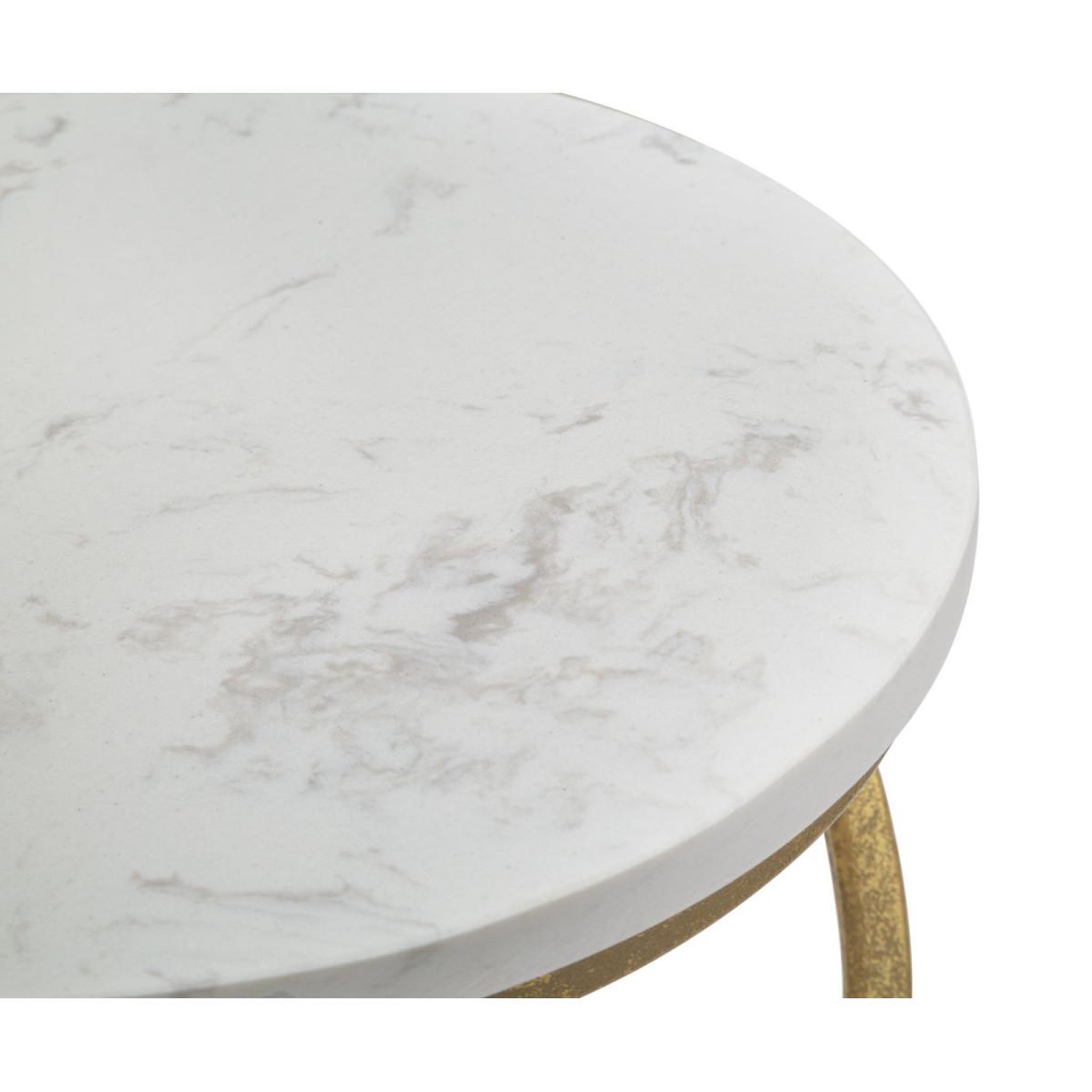 Voir la diapositive 3 : Paris Prix Table d'appoint en marbre  spirale  47cm blanc & or