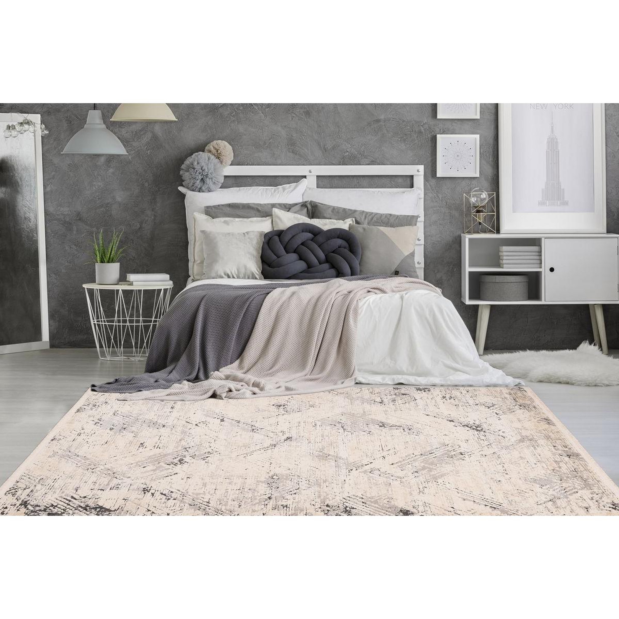 Voir la diapositive 2 : Paris Prix Tapis Imprimé Antique Délavé  Palace  Beige