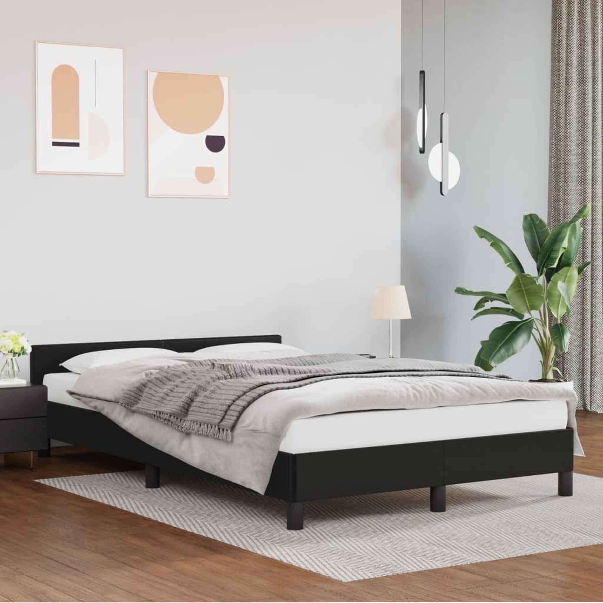 Voir la diapositive 1 : VIDAXL Cadre de lit avec tete de lit sans matelas noir 120x200 cm