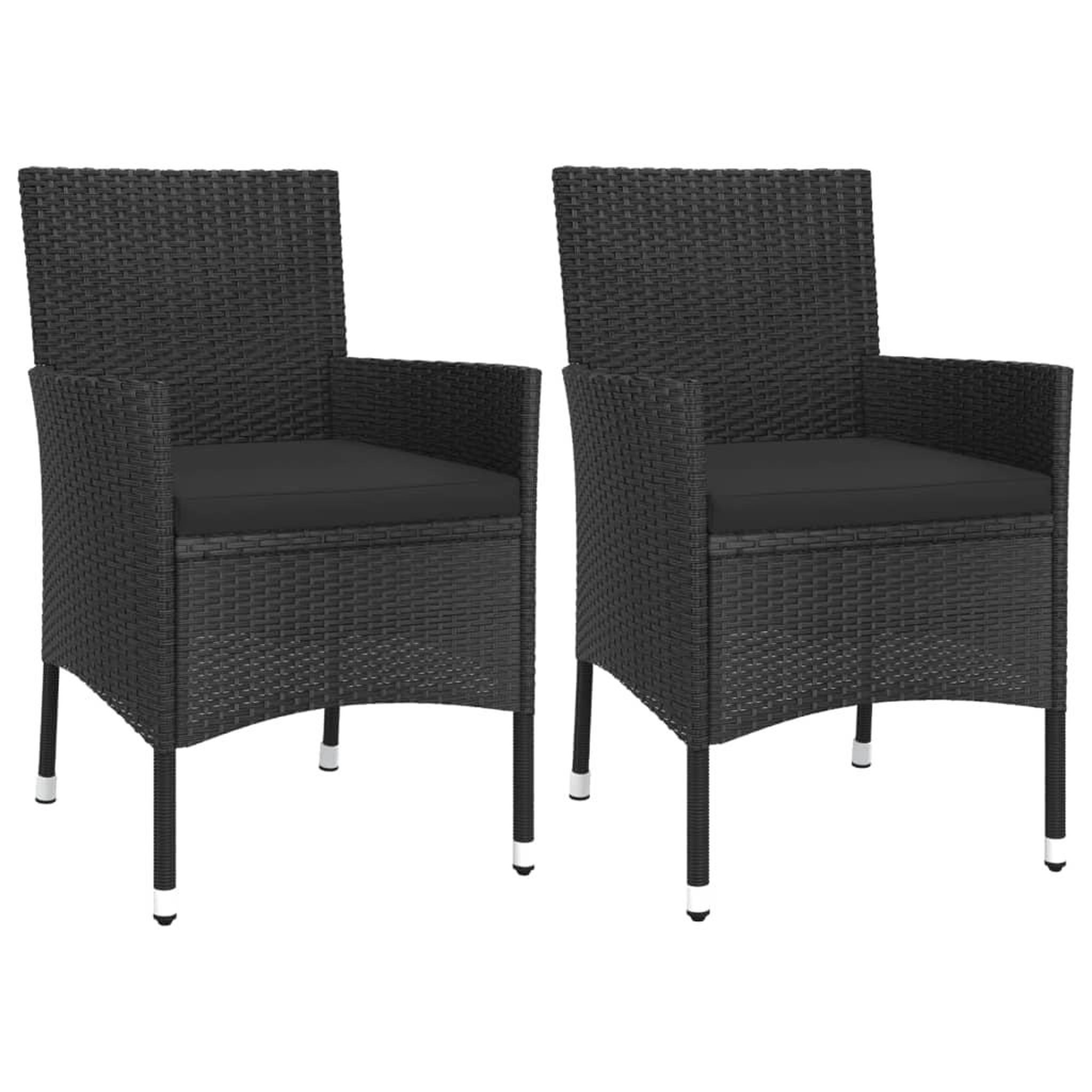 Voir la diapositive 3 : VIDAXL Ensemble de bistro de jardin 3 pcs coussins noir poly rotin