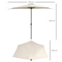 Voir la diapositive 3 : OUTSUNNY Demi parasol - parasol de balcon 5 entretoises métal - 2,93 x 1,5 x 2,49 m - polyester haute densité crème