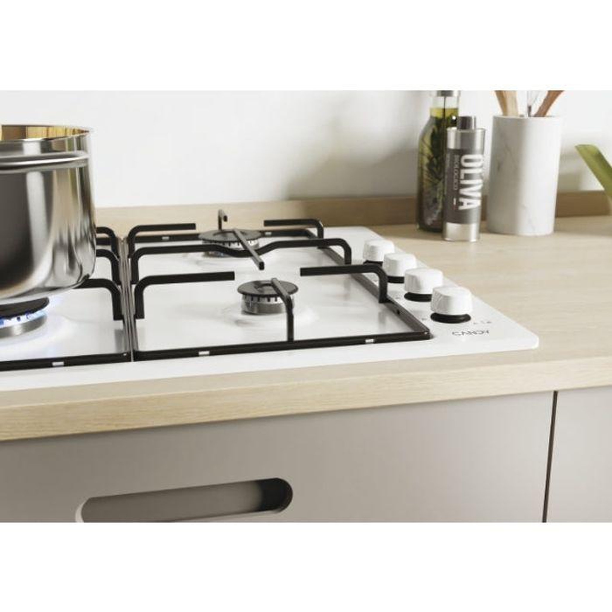 Voir la diapositive 3 : Candy Table de cuisson gaz 60cm 4 feux blanc - chw6lww