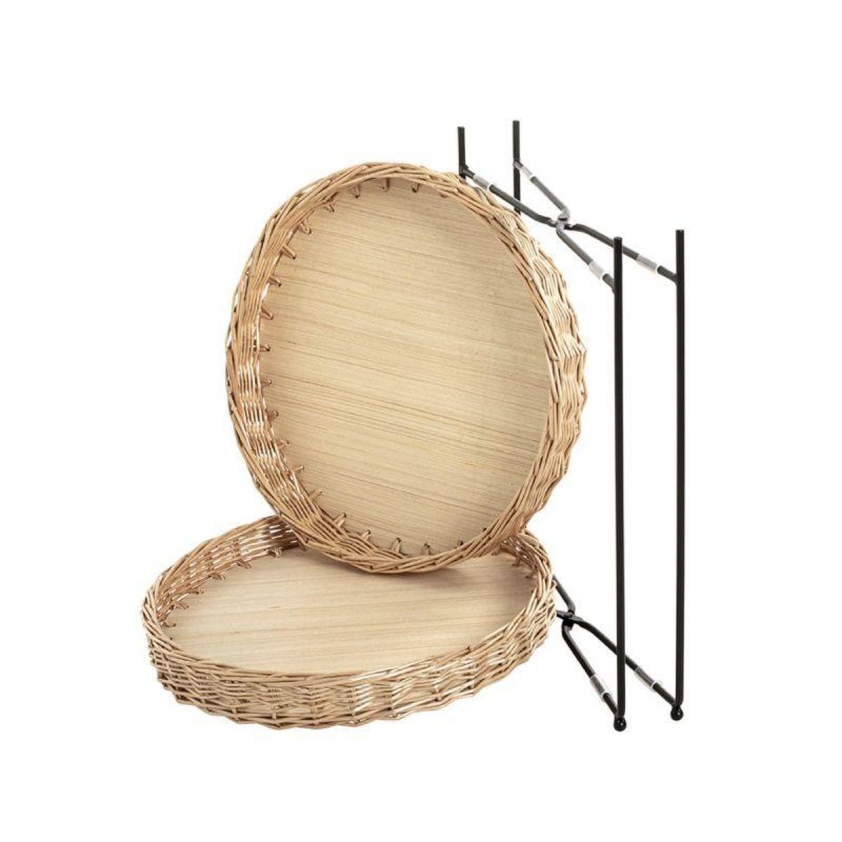 Paris Prix Table d'Appoint Osier  Irène  49cm Naturel & Noir