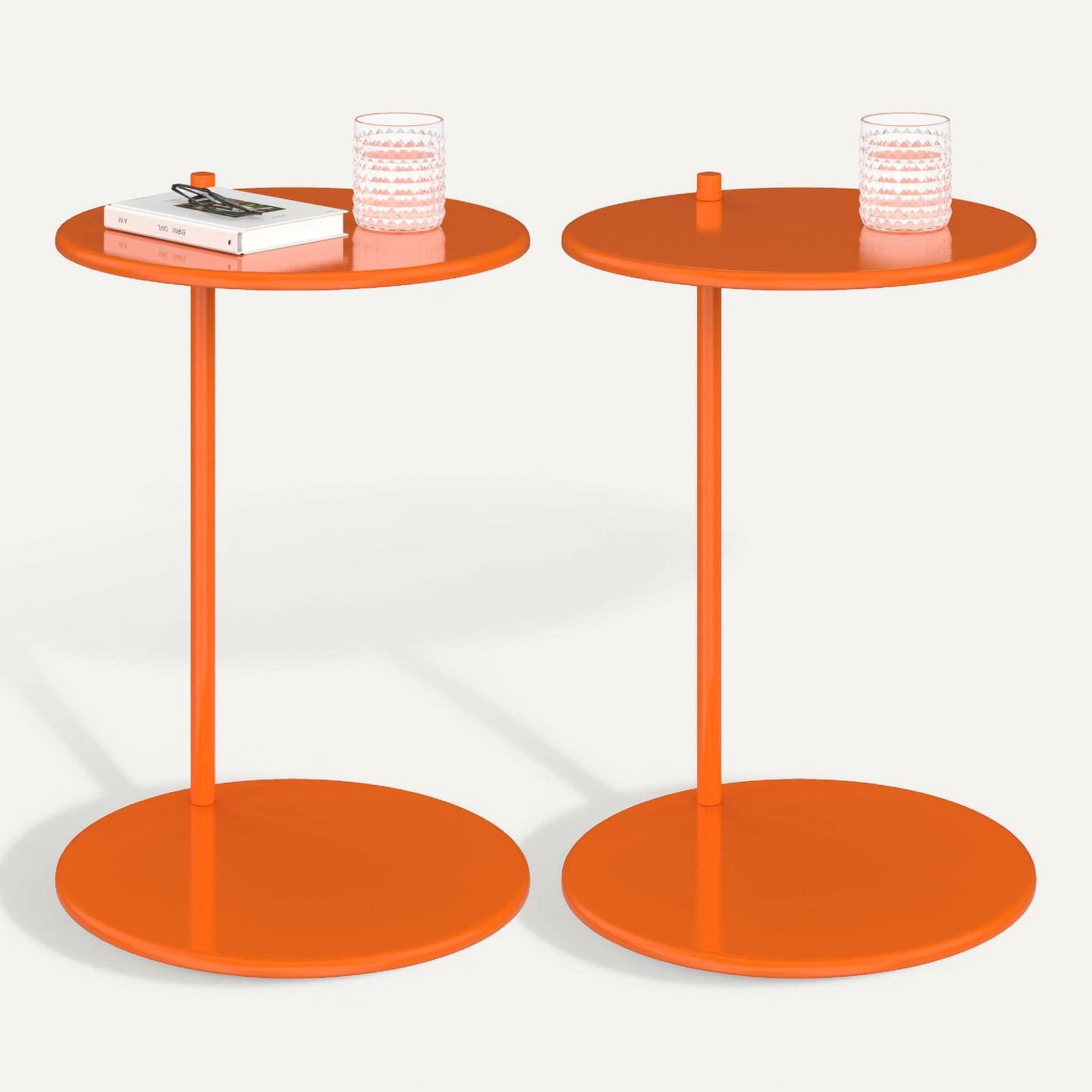Voir la diapositive 6 : ID MARKET Lot de 2 tables d'appoint rondes, bouts de canapé, tables de chevet leontine 40 cm métal orange