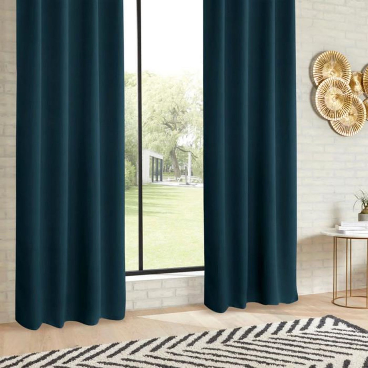 ATMOSPHERA Lot de 2 Rideaux Occultants  Kerry  135x240cm Bleu Égéen