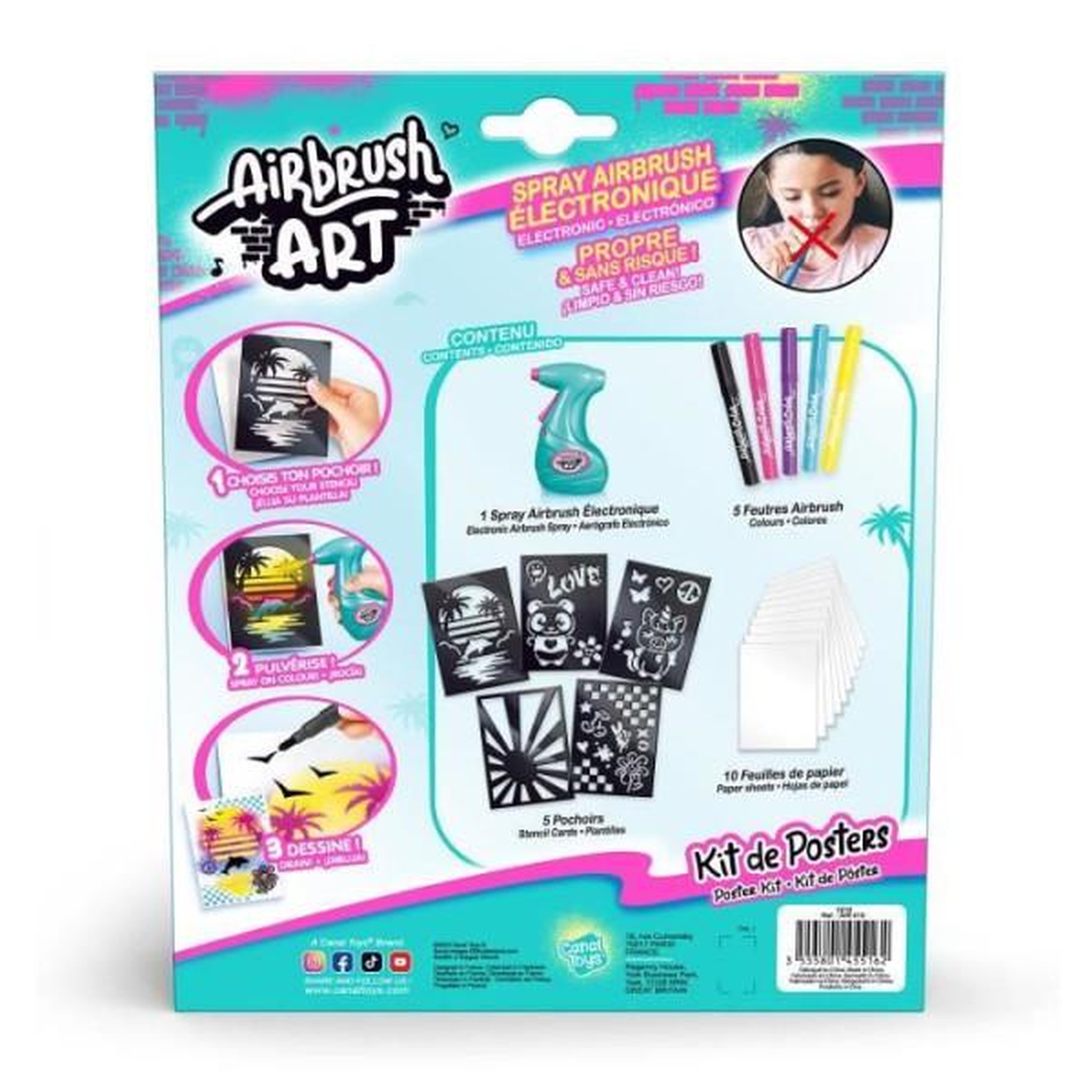 Voir la diapositive 3 : Canal Toys Canal toys - airbrush art - kit de création de posters avec spray électronique, pochoirs et feutres - air 015