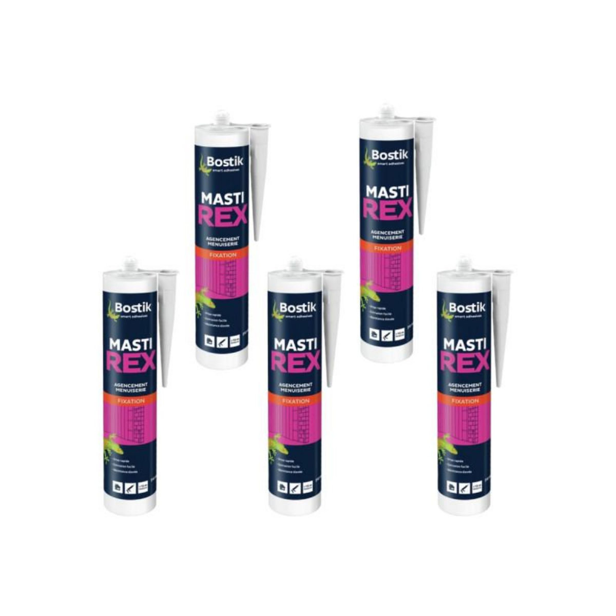 Bostik Lot de 5 mastic néoprène BOSTIK Mastirex - 310ml