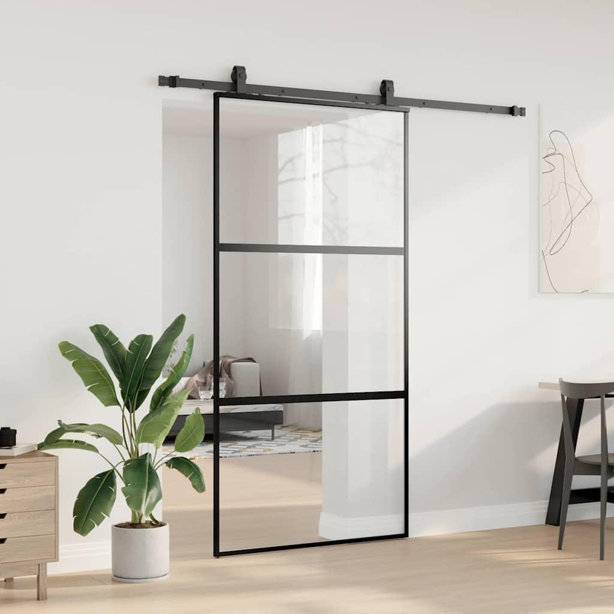 Voir la diapositive 3 : VIDAXL Porte coulissante avec kit de quincaillerie noir 102,5x205 cm