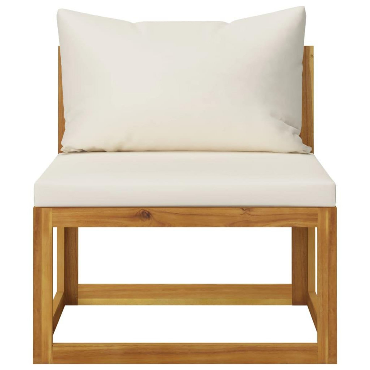 VIDAXL Canape central sectionnel et coussin blanc creme Bois d'acacia