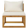 Voir la diapositive 2 : VIDAXL Canape central sectionnel et coussin blanc creme Bois d'acacia