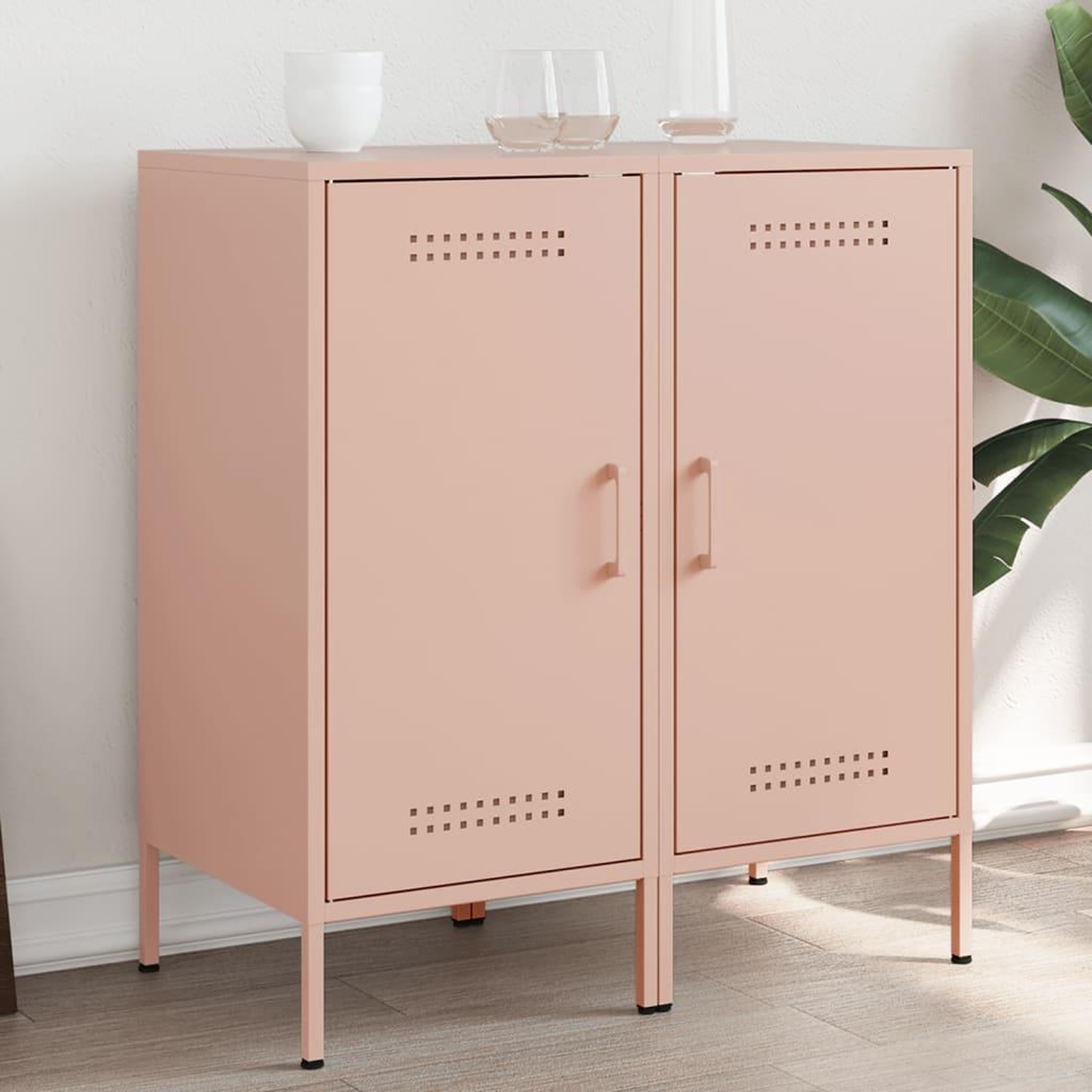 VIDAXL Buffets 2 pcs rose 36x39x79 cm acier