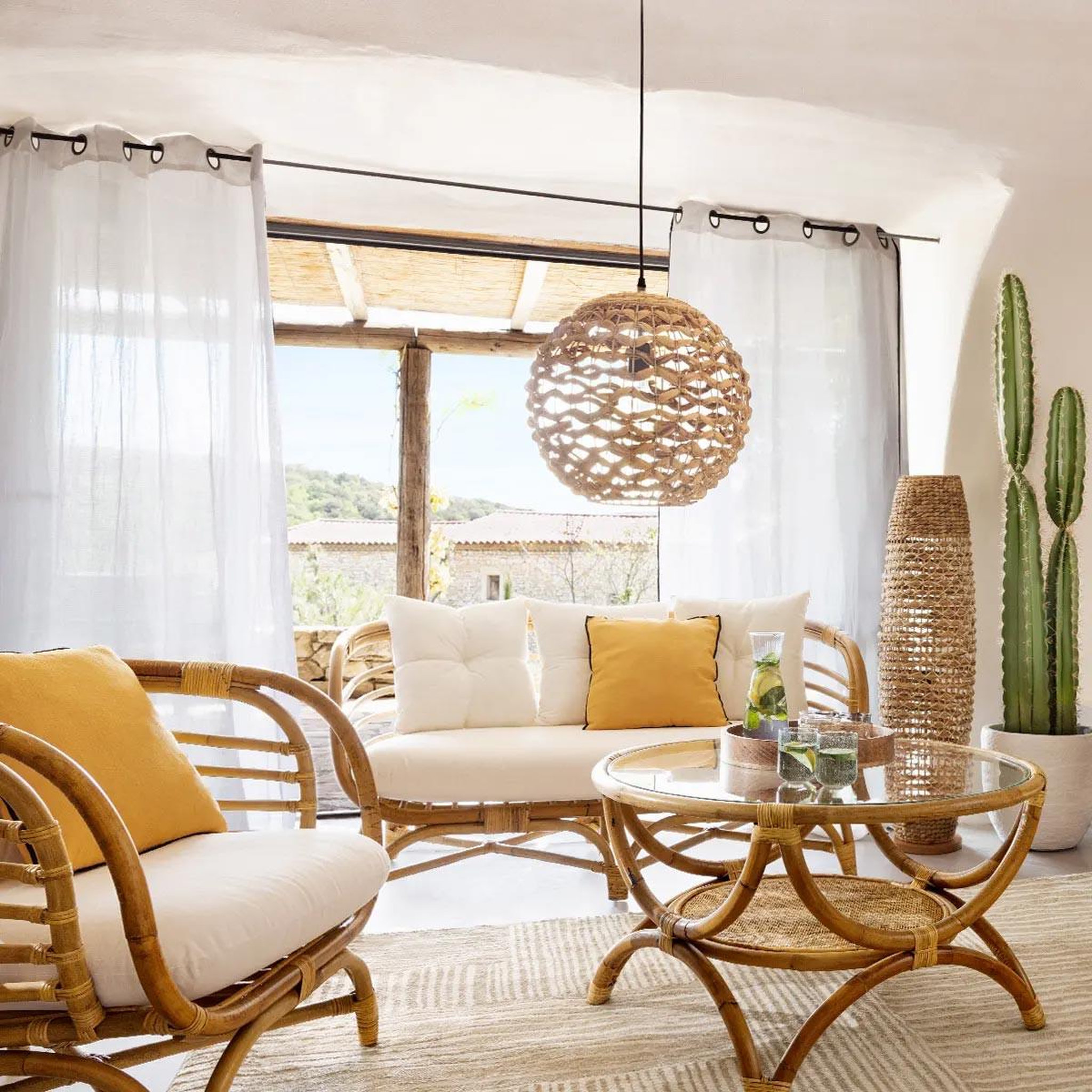 Voir la diapositive 4 : ATMOSPHERA Lampe suspension déco  jacinthe  38cm naturel