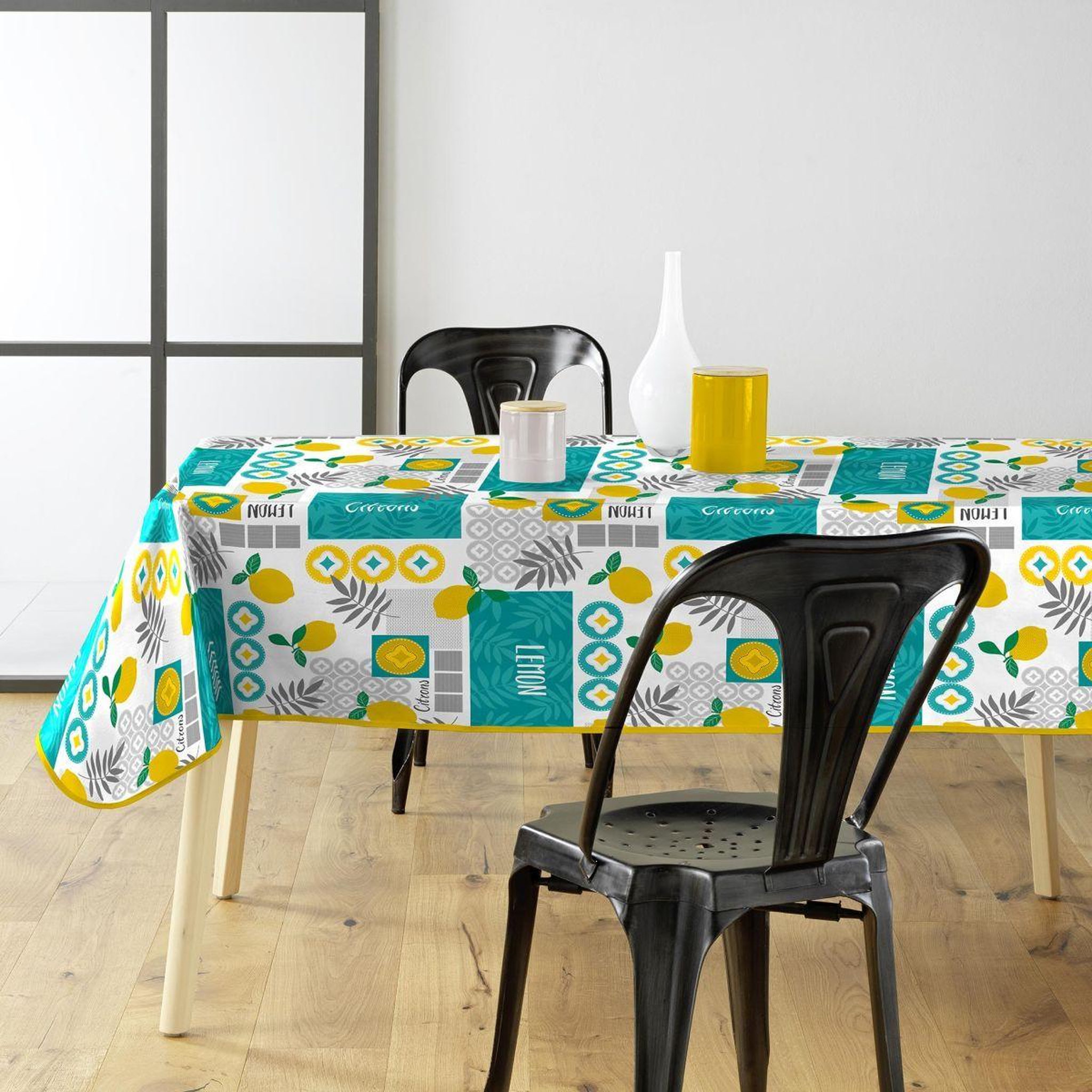 Douceur d'Intérieur Nappe toile cirée  citronnade  140x240cm jaune
