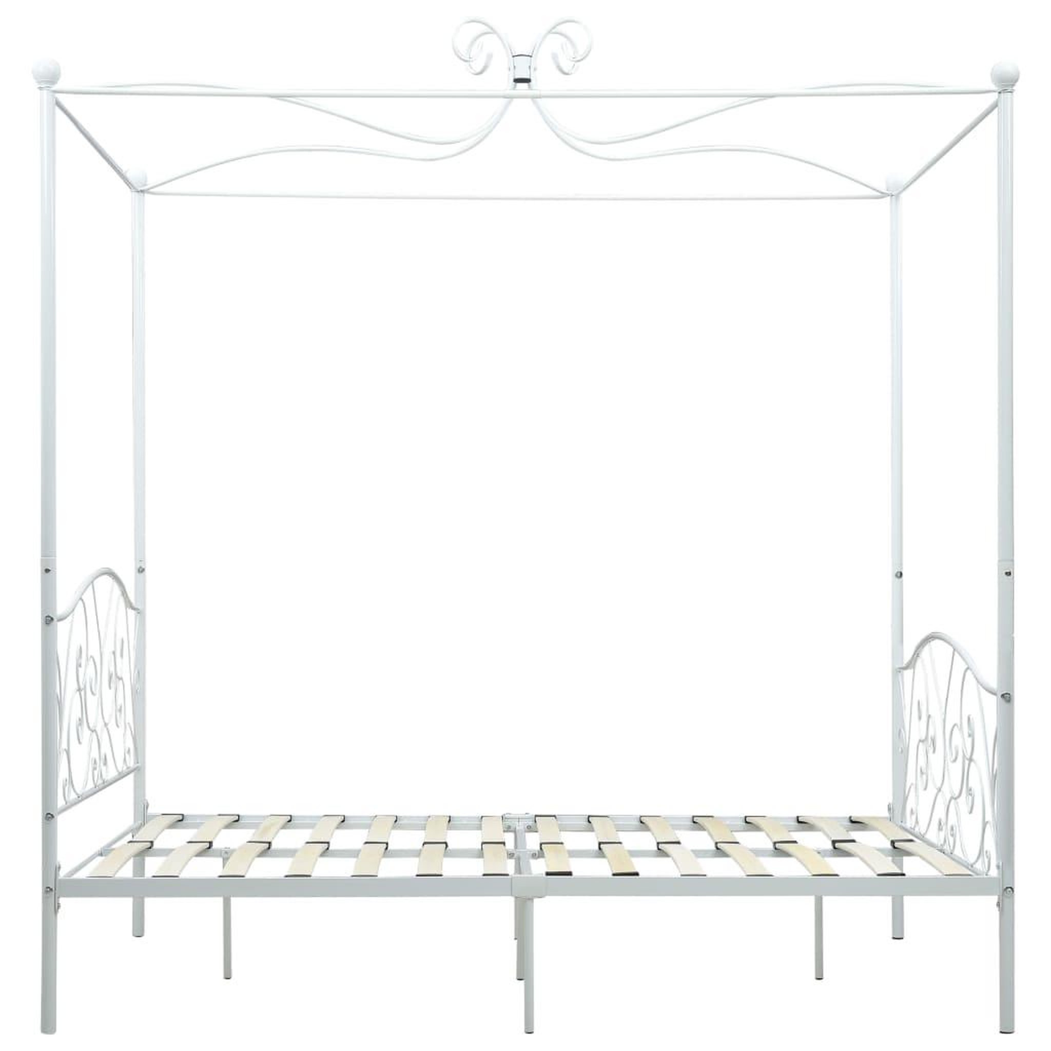Voir la diapositive 4 : VIDAXL Cadre de lit a baldaquin Blanc Metal 120 x 200 cm