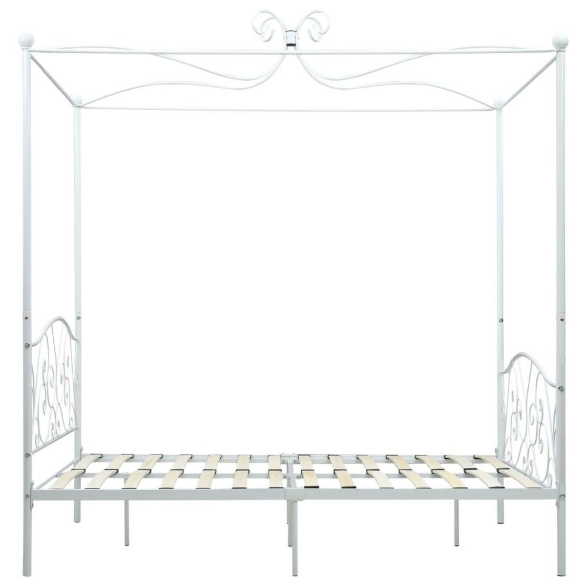 VIDAXL Cadre de lit a baldaquin Blanc Metal 120 x 200 cm