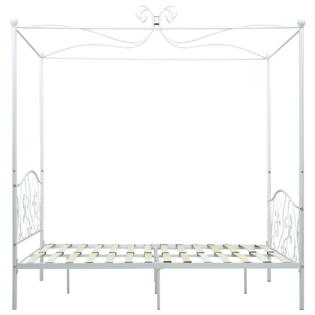 VIDAXL Cadre de lit a baldaquin Blanc Metal 120 x 200 cm
